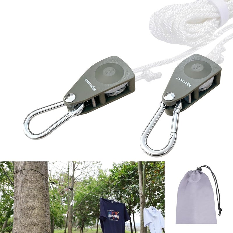 Vigorport Retractable Travel Clothesline, Portable Clothes Line Heavy Duty Rope Pully System with Carabiner for Outdoor Camping, Cruise Ships, Indoor Backyard, Balcony (White, 38Ft) - Image 1